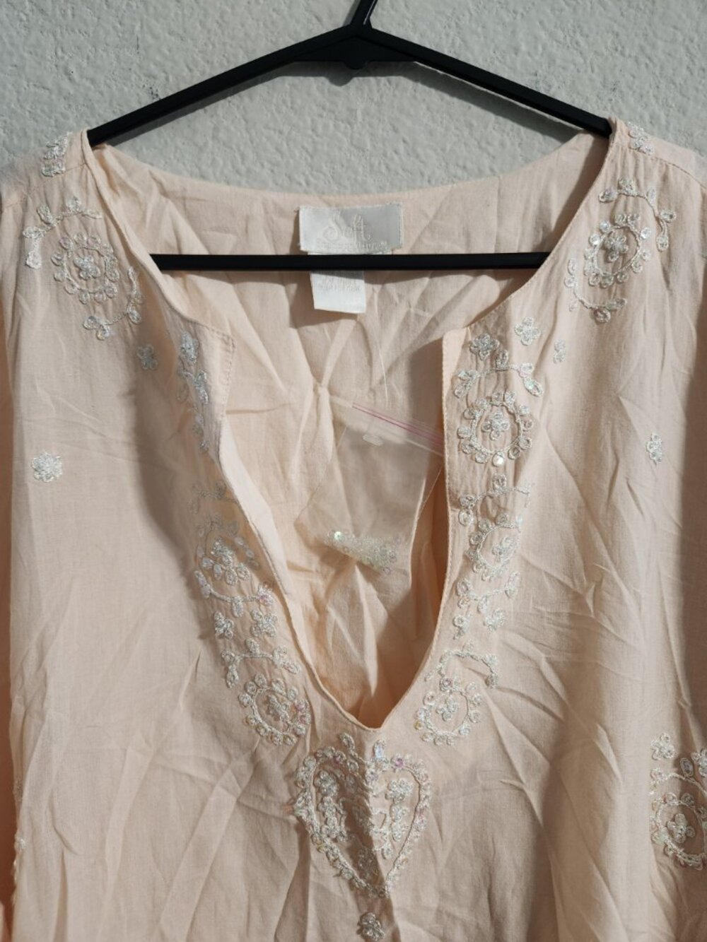 Soft Surroundings NWOT Pink Cotton embroidered cottagecore Maxi Dress size 2X - Picture 3 of 6